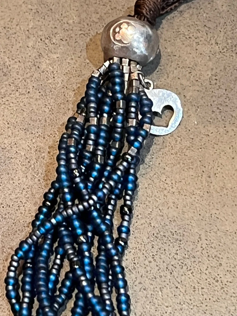 Peyote Bird 925 Sterling Silver Multi-Strand Blue Seed Bead Toggle Necklace 21